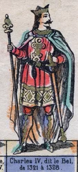 Porträtt av Karl IV av Frankrike, känd som Karl Bel (1294-1328) (kapeternas dynasti). Illustration sent 1800-tal.