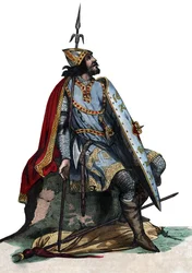 Porträtt av Karl Martell (688-741), frankisk militär och politisk ledare.