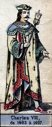 Porträtt av Karl VIII av Frankrike eller Karl VIII den älskling (1470-1498) (Kapetianernas dynasti). Illustration sent 1800-tal.