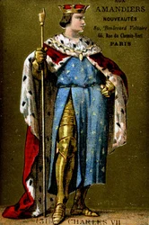Porträtt av Karl VII (1403-1461).