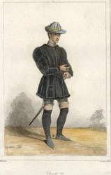 Porträtt av Karl VII (1403 - 1461), kung av Frankrike.