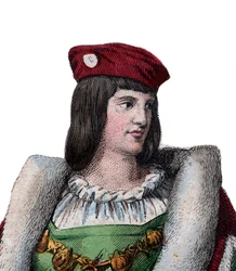 Porträtt av Karl av Valois, hertig av Orleans (1394-1465), fransk poet och far till kung Ludvig XII av Frankrike.