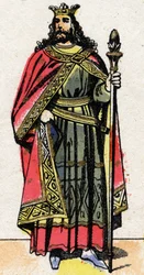 Porträtt av Childebert II (v. 570 - 596), kung av Austrasien.