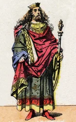 Porträtt av Clodion dit Le Chevelu, frankernas kung från 428a 448.