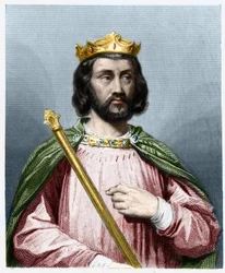 Porträtt av Clotaire (Clothaire) III (652 - 673), kung av Neustrien och Bourgogne - i "" Histoire des Francais"" av Lavallee, gravyr, sd.