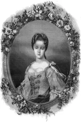 Porträtt av Dona Olimpia Maidalchini av Viterbo (1594-1657), mycket nära rådgivare till påven Innocentius X. Gravyr i "" Påvarnas historia (...) Drottningkungens och kejsarnas brott genom århundradena" av Maurice Lachatre