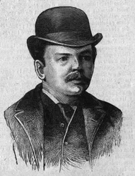 Porträtt av Dr. Leander Starr Jameson (1853-1917), brittisk premiärminister för Kapkolonin i Sydafrika (Transvaal). Gravyr i "La gazette du dimanche"" av 16 januari