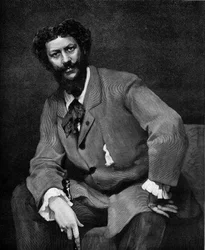 Porträtt av Emile Auguste Carolus Duran (Charles Duran eller Carolus-Duran) (1837-1917), fransk målare. Gravyr av Valletta i ""The Illustrous World"" nr 1204 av den 24 april 1880.