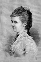 Porträtt av Emma de Waldeck Pyrmont (Waldeck-Pyrmont) (1858-1934), drottning av Holland. Gravyr i "Le Monde Illustré" nr 1139 den 25 januari