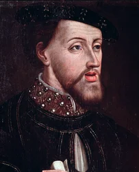 Porträtt av kejsar Karl V (1500-1558) Detalj Anonym målning av den franska skolan 1500-talets Chantilly musee Conde