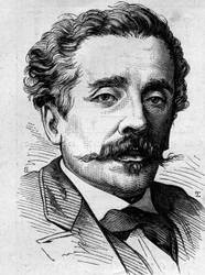 Porträtt av Ernest Lacan (1829-1879), fransk journalist och författare. Gravyr i "" Le Monde Illustré"" nr 1141 den 8 februari