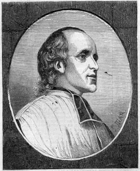 Porträtt av fader Delacroix de Ravignan (1795-1858), fransk jesvit. Gravyr i "Le Monde Illustré" "n ° 47 av 6 mars 1858.