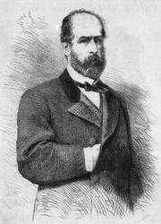 Porträtt av Federico Errazuriz Zanartu (1825-1877), Republiken Chiles president. Gravyr i "" Le Monde Illustré"" nr 760 den 4 november