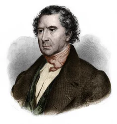 Porträtt av Francois Arago (1786-1853), fransk matematiker, fysiker, astronom och politiker. i "" LIBRE DES SPORERS"" av Louis de Cormenin Timon. 1842. Privat samling.