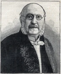Porträtt av Francois Jules Suisse dit Jules Simon (1814-1896), fransk filosof och statsman, i "Le Petit Parisien""