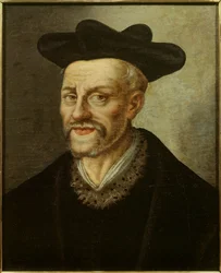 Porträtt av Francois Rabelais (1494-1553), fransk författare och läkare. Målning av Franska skolan. 1500-talet. Sön 0,49x0,40 m Musee du chateau de Versailles