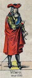 Porträtt av Francois de Neufville, hertig av Villeroi, Marechal av Frankrike (1644-1730). Bild på Epinal från slutet av 1800-talet.