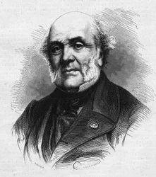 Porträtt av Frederic Auguste Demetz (1796-1873), fransk advokat, grundare av jordbrukskolonin och fängelseanstalten Mettray avsedd att rehabilitera unga brottslingar. Gravyr i "" Le Monde Illustré"" nr 866 den 15 november