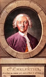 Porträtt av den franske filosofen Claude Adrien Helvetius (1715-1771), gravyr. 1772.
