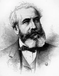 Porträtt av Gabriel Jean Antoine Davioud (1824-1881), fransk arkitekt. Gravyr i "" Le Monde Illustré"" nr 1255 av 16 april 1881.