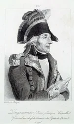Porträtt av general Dugommier (1738-1794), befälhavare för Martiniques nationalgarde 1790. Gravyr från 1800-talet. Chartres, Konstmuseet