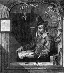 Porträtt av Giulio Genoino (Genovino), som deltog med Tommaso Aniello, dit Masaniello (1622-1647) i upproret mot spanjorerna i Neapel 1647. Gravyr från 1852.