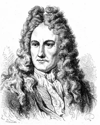 Porträtt av Gottfried Wilhelm von Leibniz (1646 - 1716), tysk filosof och forskare - i "" Vetenskapens album; berömda forskare; Stora upptäckter””” 1896.