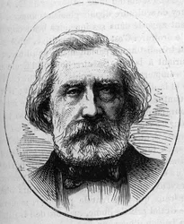 Porträtt av Henri Labrouste (1801-1875), fransk arkitekt. Gravyr i "" Le Monde Illustré"" nr 890 av 2 maj 1874.