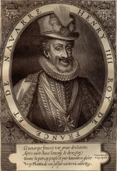 Porträtt av Henrik IV (1553-1610) Kung av Frankrike - Porträtt av Henrik IV (1553-1610) Kung av Frankrike - gravyr 1600-talet