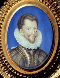Porträtt av Henrik I av Lorraine, hertig av Guise dit le Balafre (1550-1588) Anonym gouache på velin. Chantilly från 1500-talet, Musee Conde