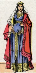 Porträtt av Ingonde (Ingundis) (6:e århundradet) Drottning av francen, hustru till kung Clotaire I. Epinal avbildning från slutet av 1800-talet. Privat samling.