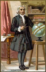 Porträtt av Isaac Newton (1642-1727). Kromolitografi från slutet av 1800-talet.