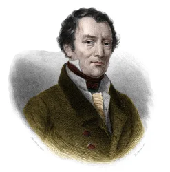 Porträtt av Jacques-Antoine (Jacques Antoine) Manuel (1775-1827), fransk advokat och politiker. i "" Book of Speakers" av Louis de Cormenin Timon. 1842. Privat samling.