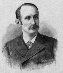 Porträtt av Jacques Marie Eugene Godefroy-Cavaignac (Godefroy de Cavaignac, Godefroy Cavaignac) (1853-1905), fransk politiker, krigsminister 1895. Gravyr i "La gazette du dimanche"" den 14 november 1895.