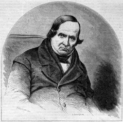 Porträtt av Jean Baptiste (Giovanni Battista) Niccolini (1782-1861), italiensk poet. Gravyr i "" Le Monde Illustré "" nr 234 den 5 oktober
