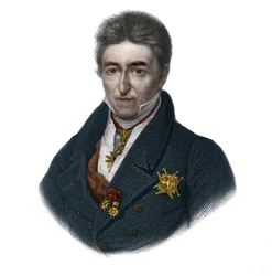 Porträtt av Jean Baptiste (Jean-Baptiste), Comte de Villele (1773-1854), fransk politiker. i "" LIBRE DES SPORERS"" av Louis de Cormenin Timon. 1842. Privat samling.