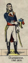 Porträtt av Jean Etienne Championet, general francais (1762-1800). Bild på Epinal från slutet av 1800-talet.