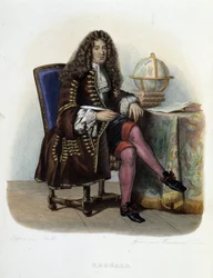 Porträtt av Jean Francois Regnard, fransk författare och dramatiker (1655-1709) - i "" Le Plutarque francais ", av Mennechet