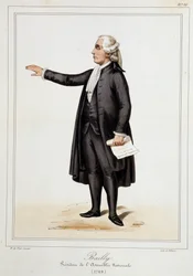Porträtt av Jean Sylvain Bailly (1736 - 1793) - i "" Samling av kostymer, vapen och möbler för historien om den franska revolutionen och imperiet" av Horace de Viel-Castel (Viel Castel)