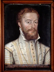 Porträtt av Jean de Bourbon Vendome, greve av Soissons och Enghien (1528-1557). Anonym fransk målning