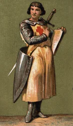 Porträtt av Jean de Joinville (1225 - 1317) Fransk kolumnist vän och förtrogna till kung Ludvig IX, som han följde med till VII:s korståg. Kromolitografi av 1800-talet.