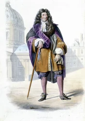 Porträtt av Jean de La Fontaine, fransk författare (1621-1695) - i Ed. Mennechet, "" Le Plutarque francais""
