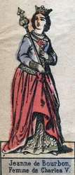 Porträtt av Jeanne de Bourbon (1337-1378), fru till Karl V av Frankrike. (Kapetiska dynasti). Illustration sent 1800-tal.