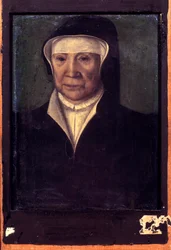 Porträtt av Jeanne av Navarra (1273-1305), drottning av Frankrike Målning av den franska skolan. 1500-talet. Dämpa. 0,25 x 0,20 m. Versailles. Slottsmuseet