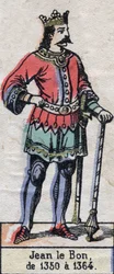 Porträtt av Johannes II av Frankrike, känd som Johannes den gode (1319-1364) (kapeternas dynasti). Illustration sent 1800-tal.