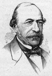 Porträtt av Joseph Autran (1813-1877), fransk poet och akademiker. Gravyr i "" Le Monde Illustré"" nr 883 av 14 mars 1874.