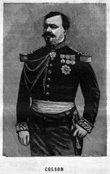 Porträtt av Joseph Emile Colson (1821-1870), fransk general. Gravyr i "Les Illustrations De L