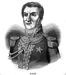 Porträtt av Joseph Leopolde Sigisbert Hugo (1773-1828), general från det första imperiet, far till Victor Hugo. Gravyr i "Les Illustrations De L
