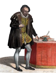 Porträtt av Lord Michel Eyquem de Montaigne (1533-1592), fransk författare.