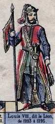 Porträtt av Ludvig VIII av Frankrike känd som Lejonet (1187-1226) (kapeternas dynasti). Illustration sent 1800-tal.